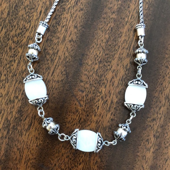 BRIGHTON  two tone faceted Mother of Pearl vintage retired NECKLACE - Picture 2 of 16